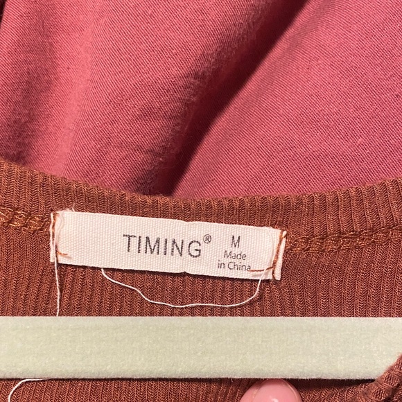 Timing Ribbed Crop Top in Rust Brown - Picture 3 of 3